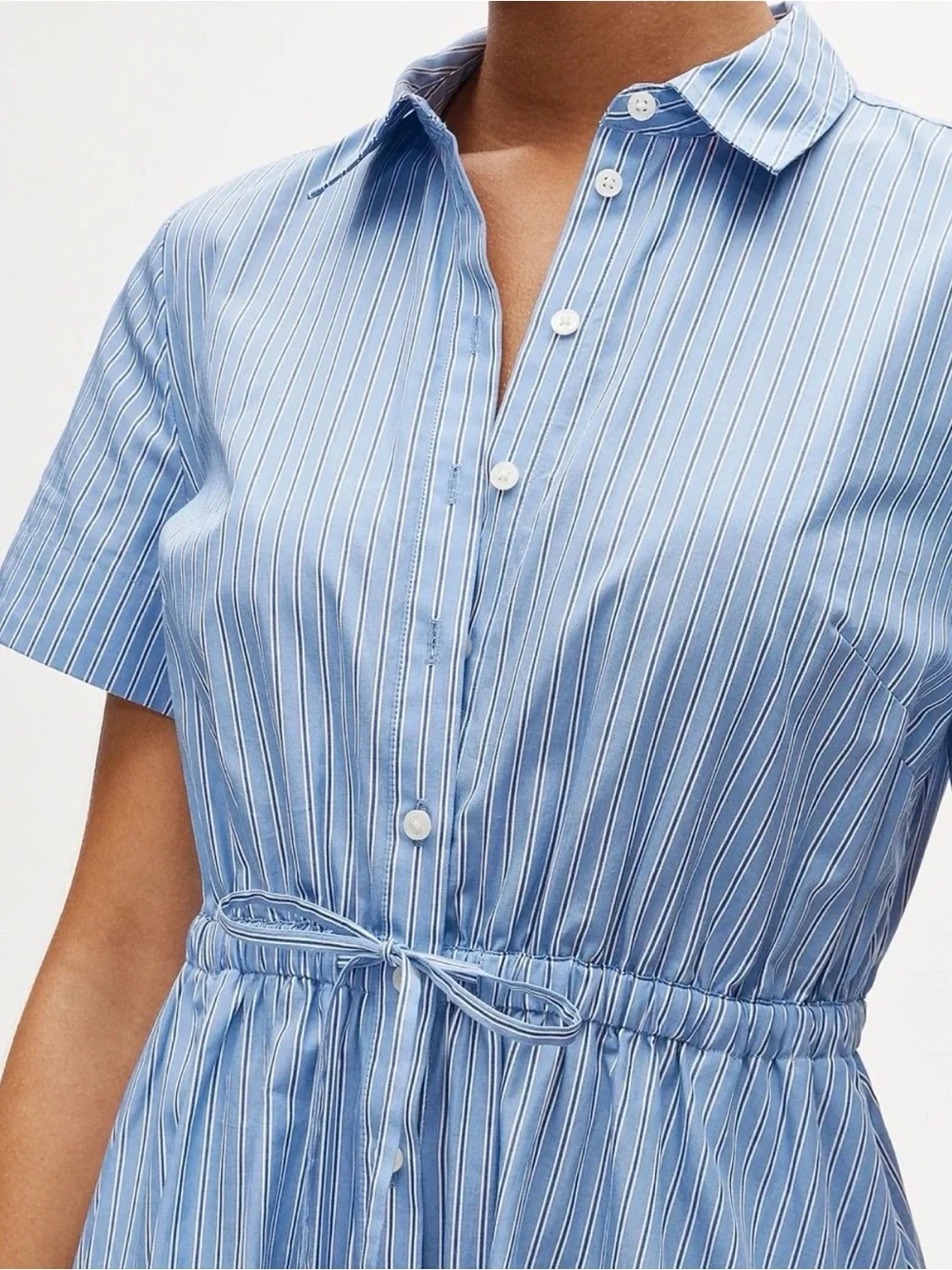 J.Crew Cerise shirt-dress in striped cotton poplin with tie waist